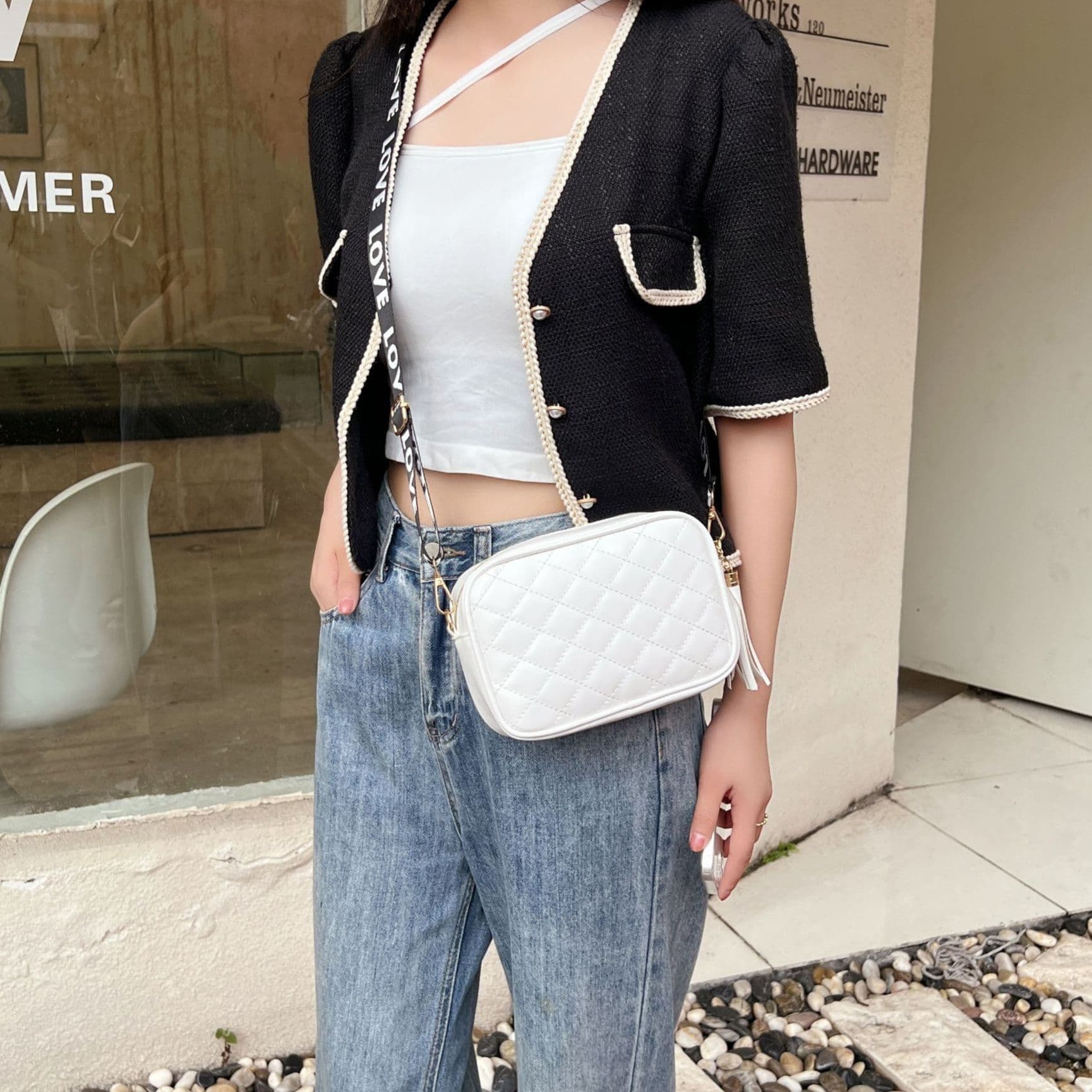 キルティングバッグ ふわもこキルティングレザーポシェット