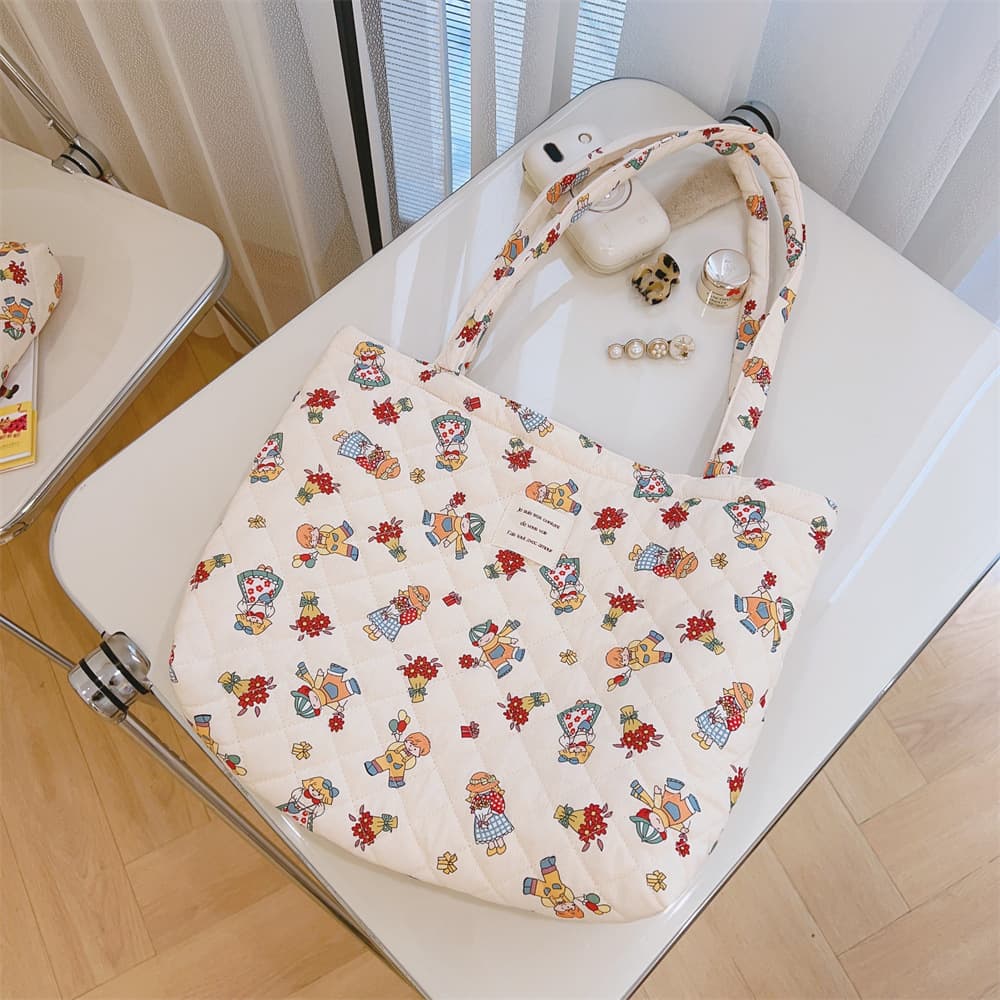 キルティングバッグ ナチュラル くまさん キルティングバッグ