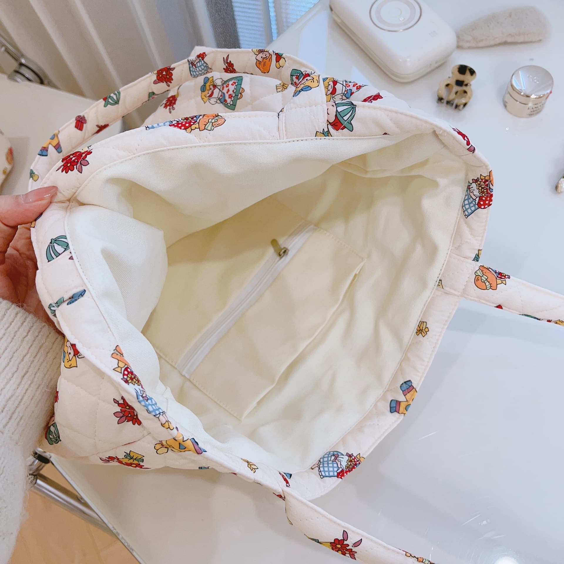 キルティングバッグ ナチュラル くまさん キルティングバッグ