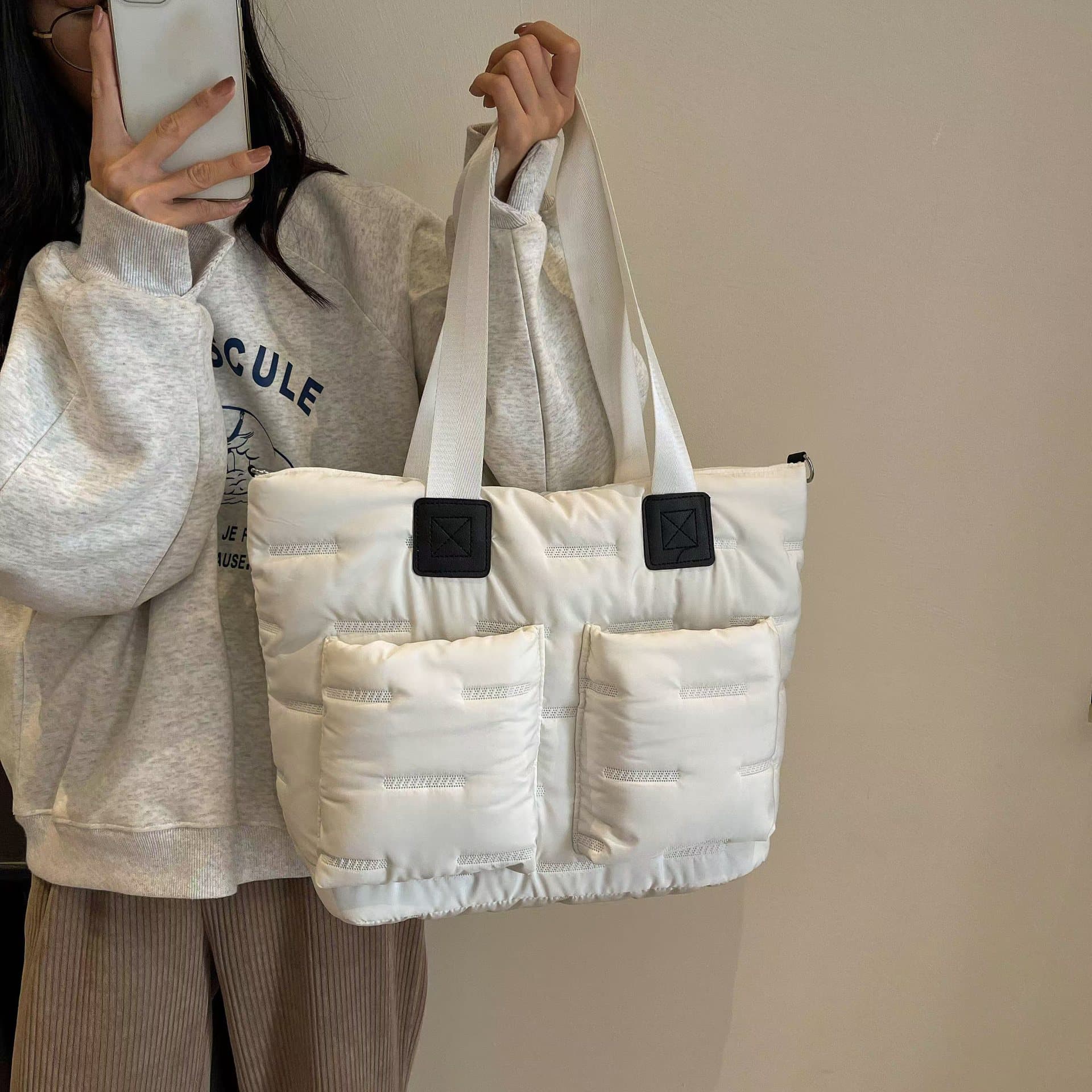 キルティングバッグ ふわもこキルティングトートバッグ