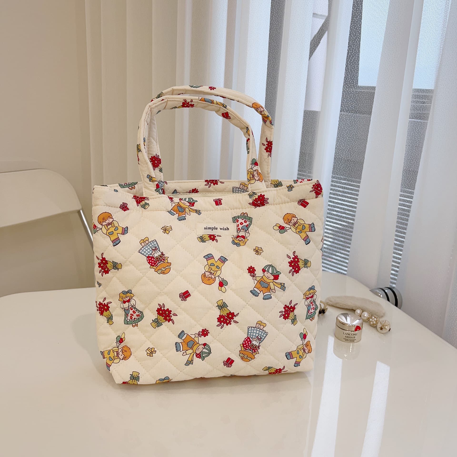 キルティングバッグ ナチュラル くまさん キルティングバッグ