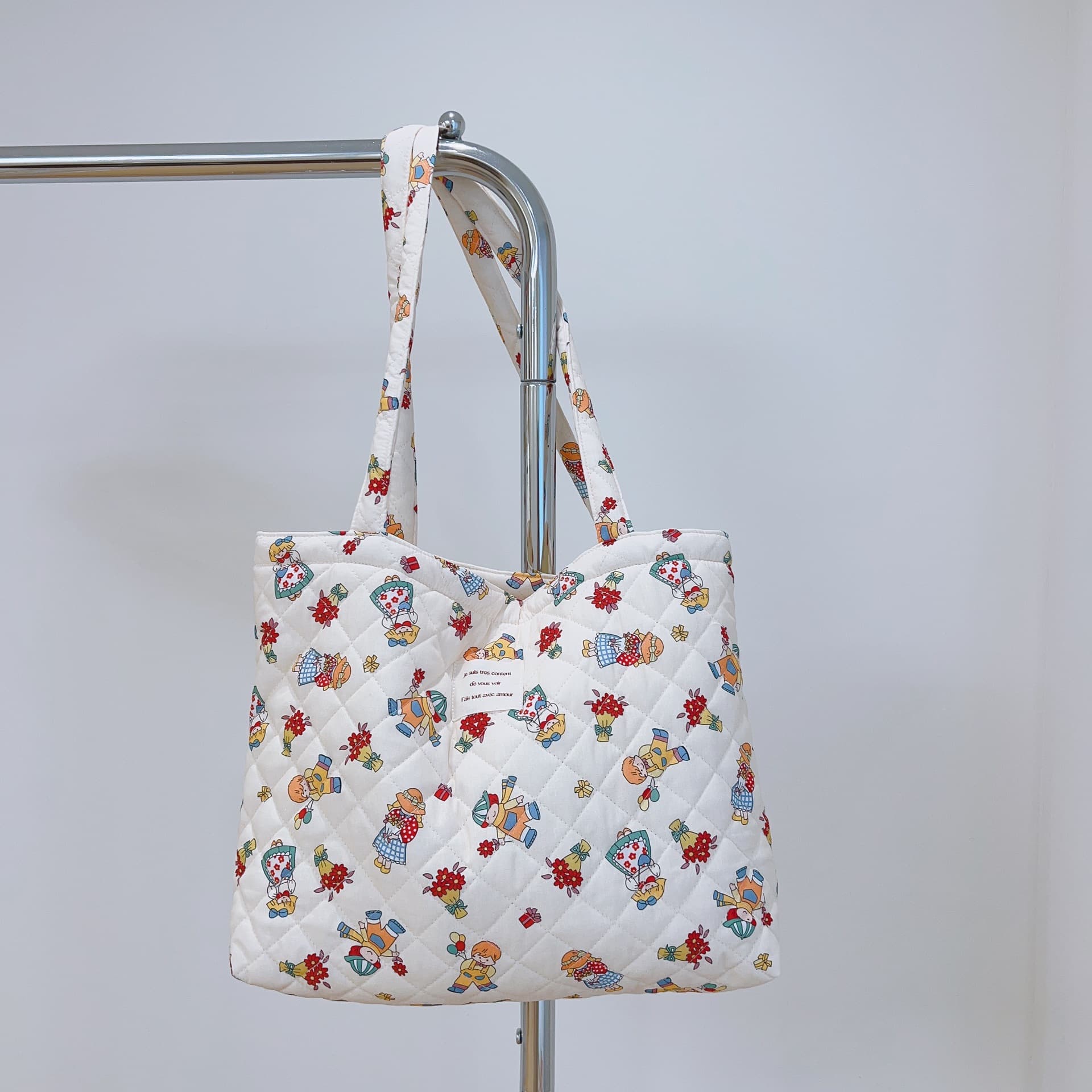 キルティングバッグ ナチュラル くまさん キルティングバッグ