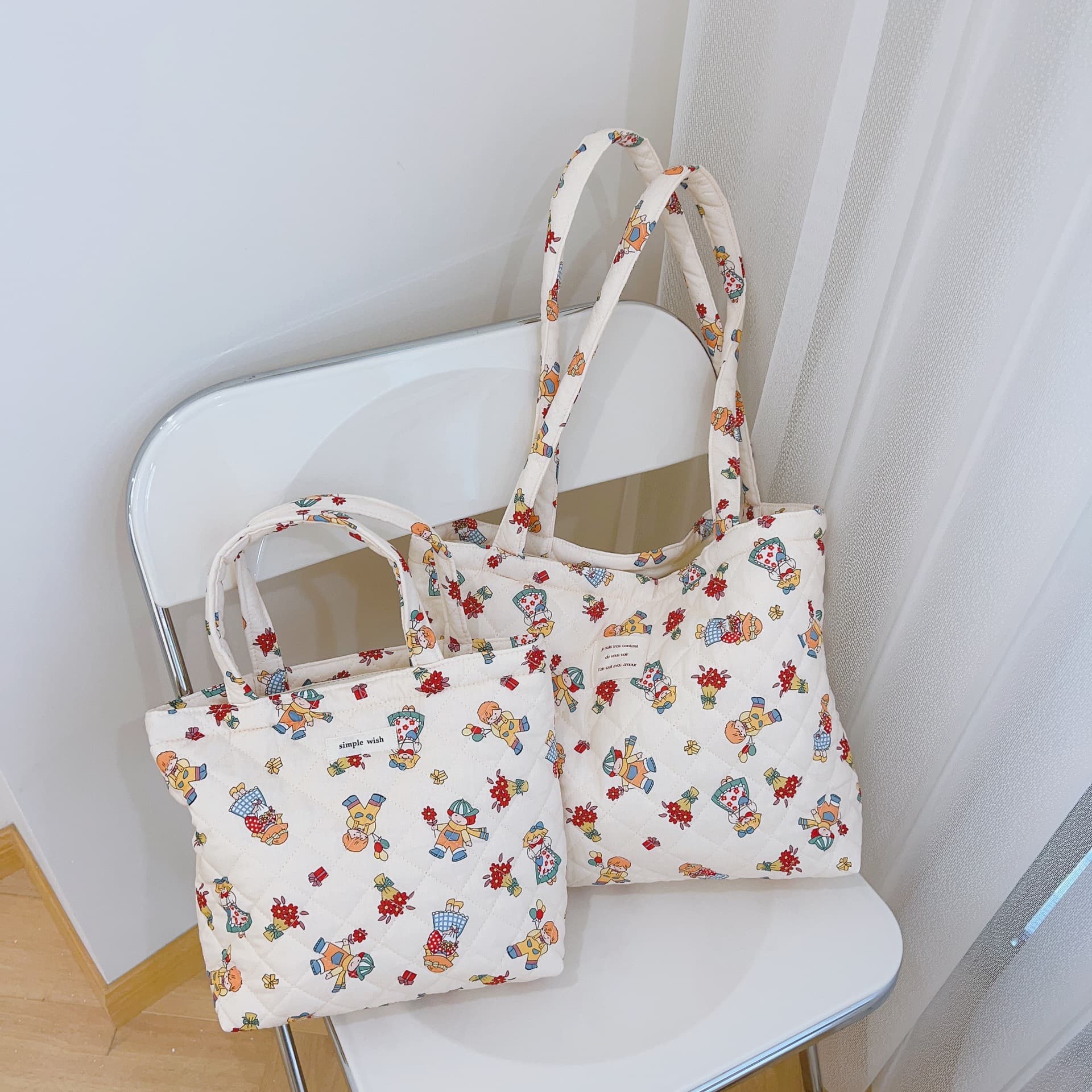 キルティングバッグ ナチュラル くまさん キルティングバッグ