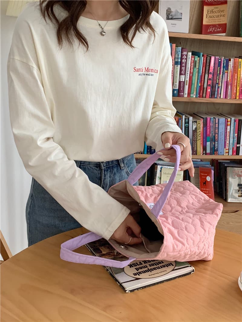 キルティングバッグ 花柄キルティング小型トートバッグ女性用可愛い手持ち鞄